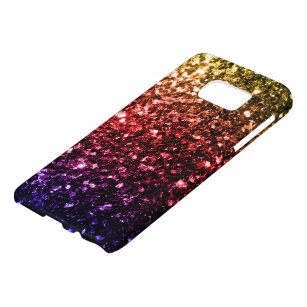 Rainbow yellow red purple sparkles samsung galaxy s7 case