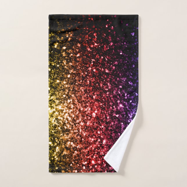 Rainbow yellow red purple sparkles hand towel  (Hand Towel)
