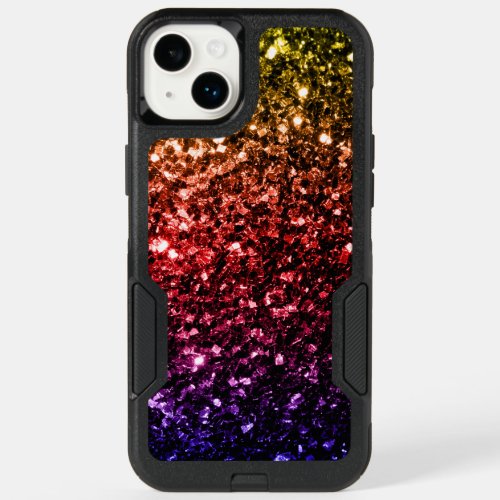 Rainbow yellow red purple sparkles OtterBox iPhone 14 plus case