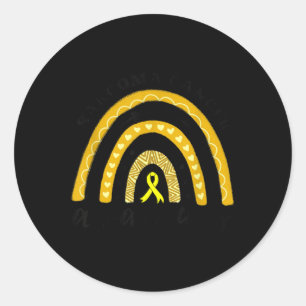 Rainbow Yellow Ribbon Sarcoma Cancer Awareness Classic Round Sticker