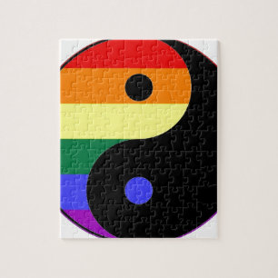 Rainbow Yin and Yang - LGBT Pride Rainbow Colors Jigsaw Puzzle