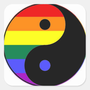 Rainbow Yin and Yang - LGBT Pride Rainbow Colors Square Sticker