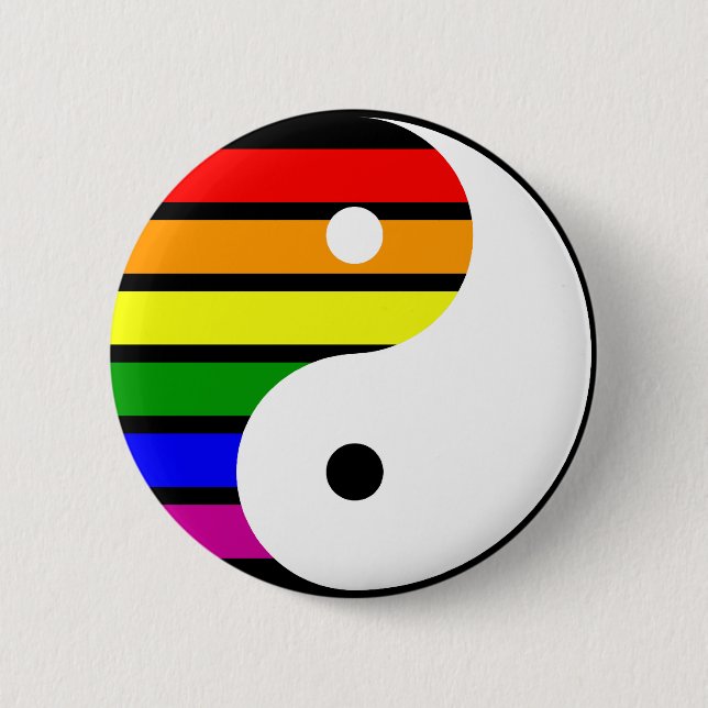 Rainbow Yin Yang Button (Front)