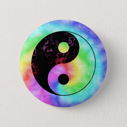 Rainbow Yin Yang Button
