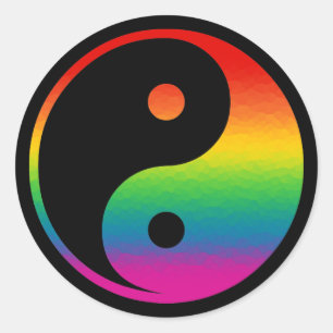 Rainbow Yin Yang Classic Round Sticker