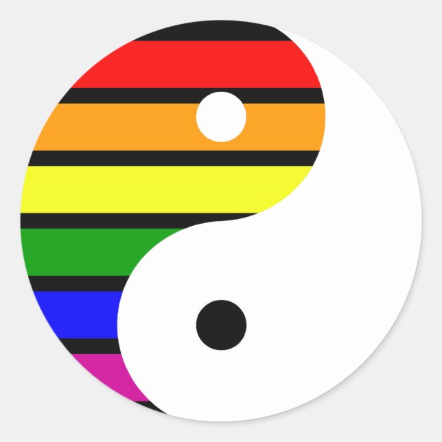 Rainbow Yin Yang Classic Round Sticker (Front)
