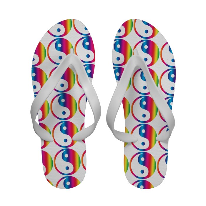 Rainbow Yin Yang Flip Flops