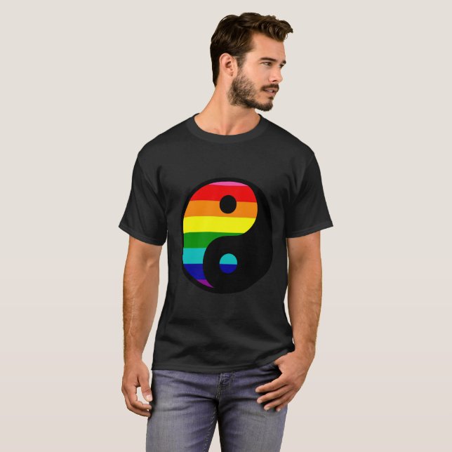 Rainbow Yin Yang LGBTQ Pride Symbol  T-Shirt (Front Full)