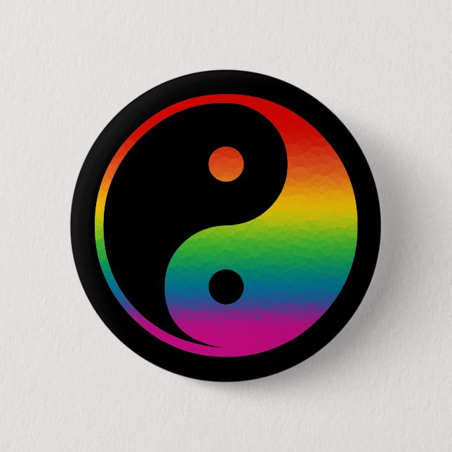 Rainbow Yin Yang Pinback Button (Front)