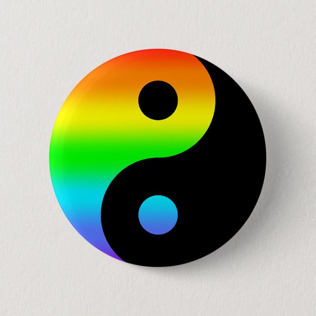Rainbow Yin Yang Symbol Button (Front)