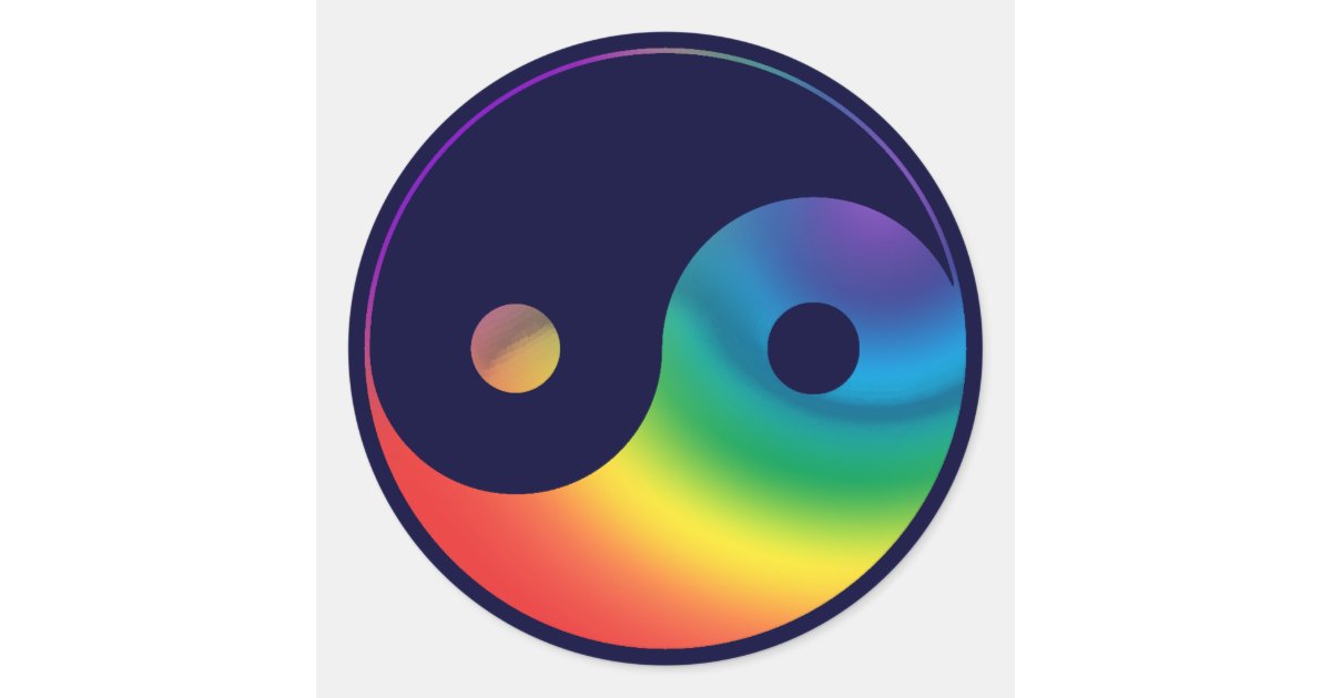 Rainbow Yin Yang Symbol Classic Round Sticker Zazzle Com