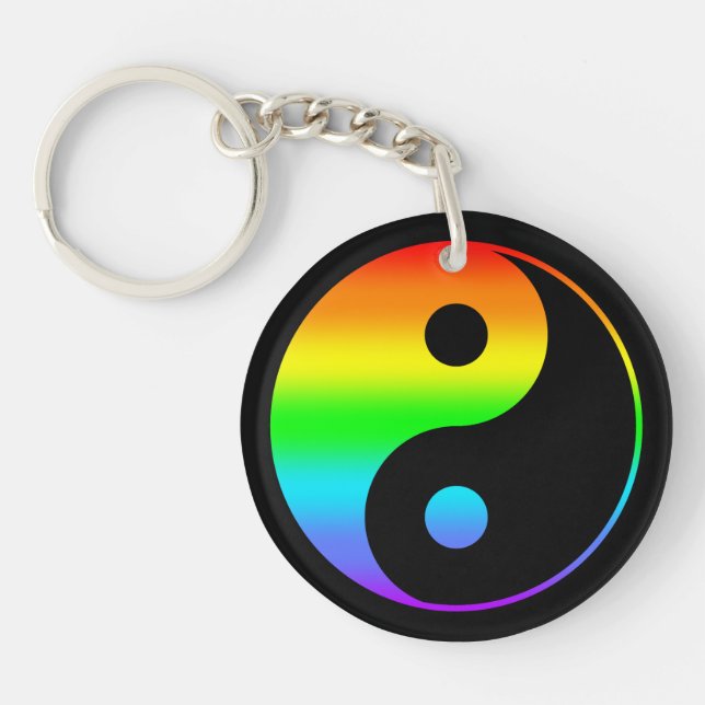 Rainbow Yin Yang Symbol Keychain (Front)