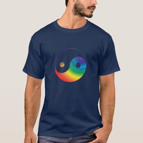 Rainbow Yin Yang Symbol T_Shirt