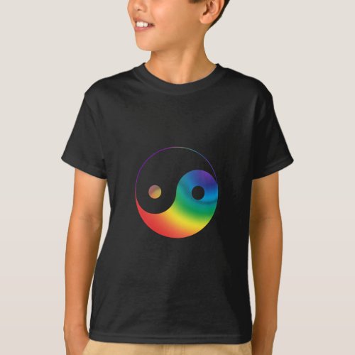 Rainbow Yin Yang Symbol T_Shirt