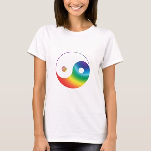 Rainbow Yin Yang Symbol T_Shirt