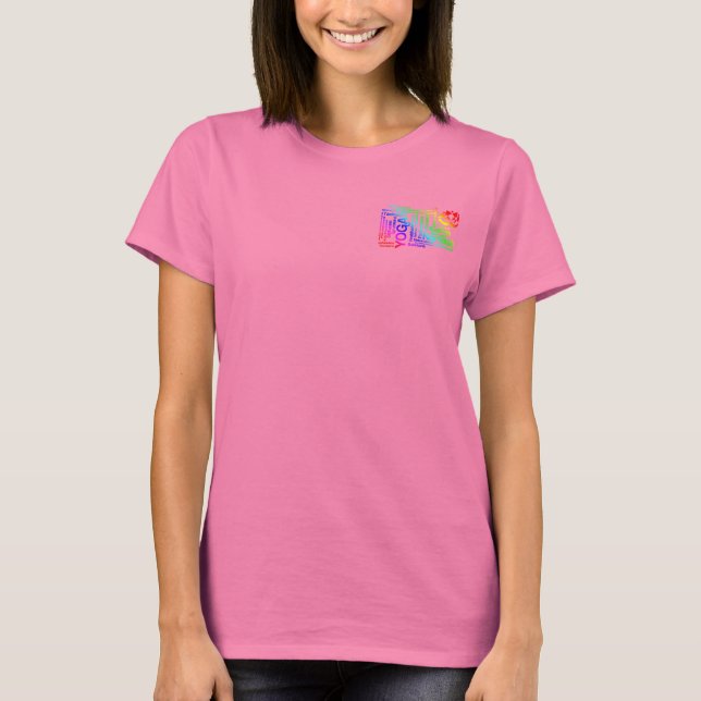 Rainbow Yoga Poses Bright Cheerful Yoga Center T-Shirt (Front)