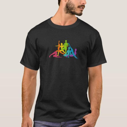 Rainbow Yoga Poses Meditation Meditating Spiritual T_Shirt