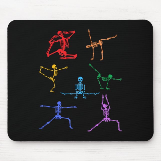 Rainbow Yoga Skeleton Exercise Bone Halloween Part Mouse Pad (Front)