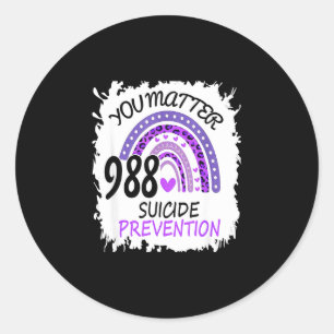 Rainbow you 988 prevention colourful band  classic round sticker