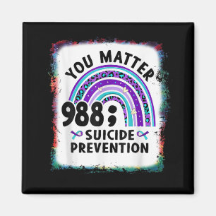 Rainbow You 988 Suicide Prevention Awareness Bleac Magnet