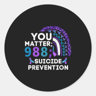 Rainbow You 988 Suicide Prevention Awareness Ribbo Classic Round Sticker