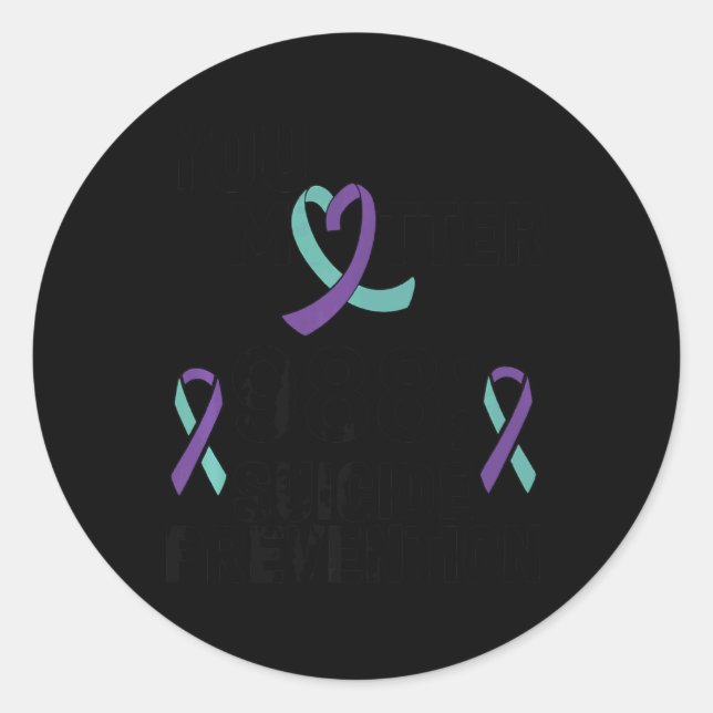 Rainbow You 988 Suicide Prevention Mental H  Classic Round Sticker (Front)