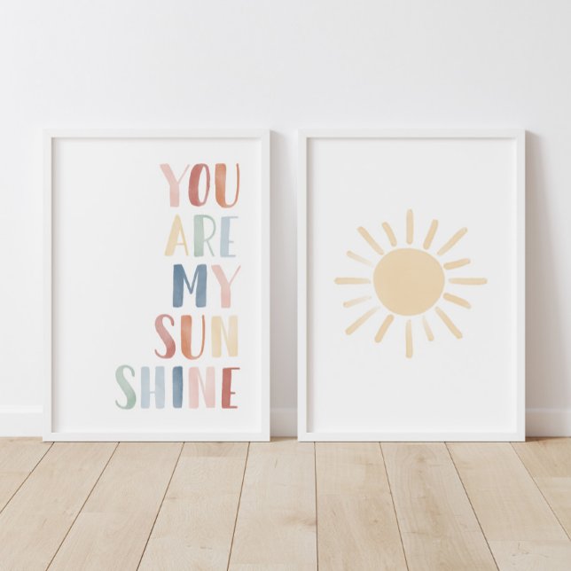 Rainbow You Are My Sunshine and Sun Nursery Wall Art Sets (Creator Uploaded)