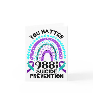 Rainbow You Problem 988 Suicide Prevention Awarene Card