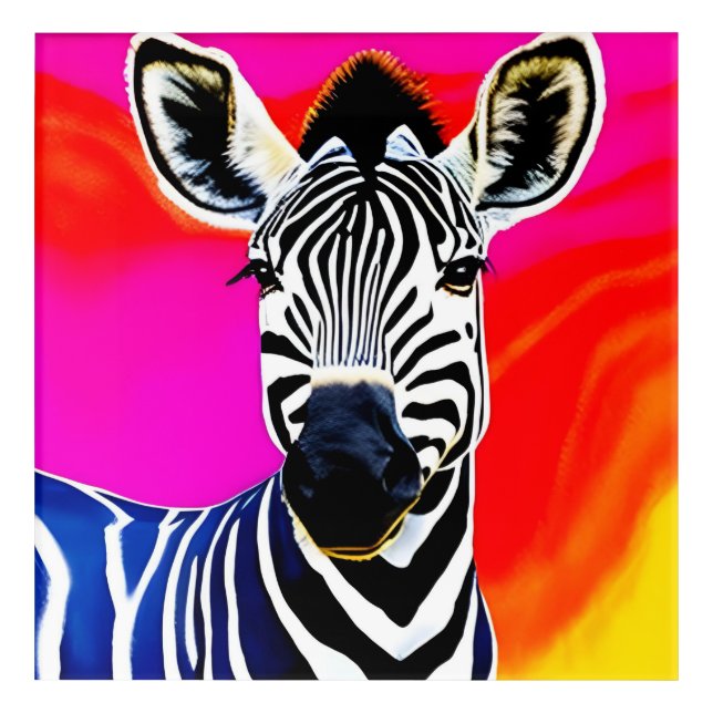 Rainbow Zebra Acrylic Wall Art (Front)