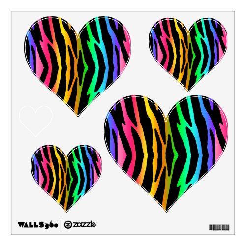 Rainbow Zebra Animal Print Stripes Teen Girl Wall Decal