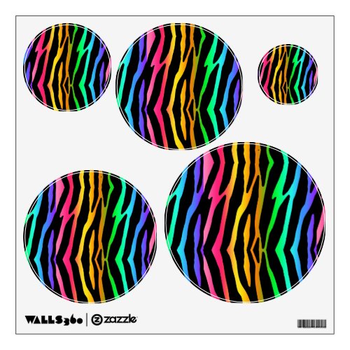 Rainbow Zebra Animal Print Wall Decal Stickers