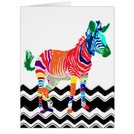 Rainbow Zebra Animals Monogrammed Pattern Party Cards