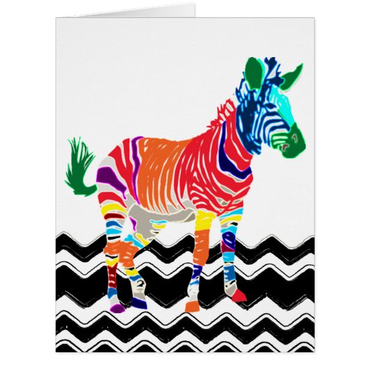 Rainbow Zebra Animals Monogrammed Pattern Party Cards (Front)