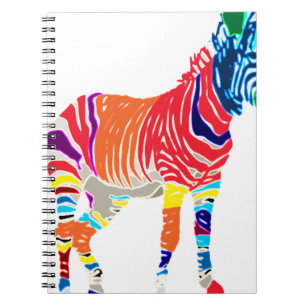 Rainbow Zebra Animals Monogrammed Pattern Party Notebook