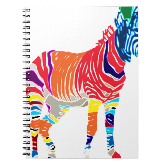 Rainbow Zebra Animals Monogrammed Pattern Party Notebook (Front)