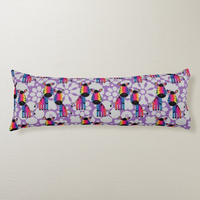 Rainbow Zebra Body Pillow (Front)