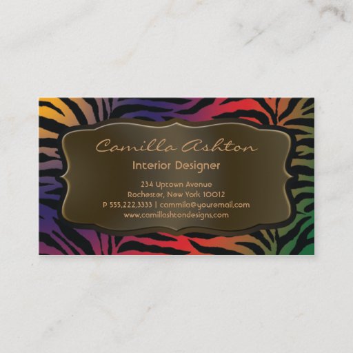Customizable Rainbow Zebra Business Cards