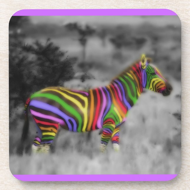 Rainbow Zebra Coaster (Front)
