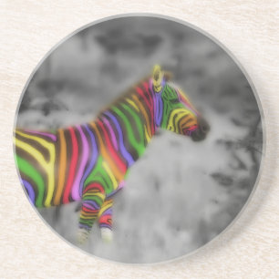 Rainbow Zebra Drink Coaster