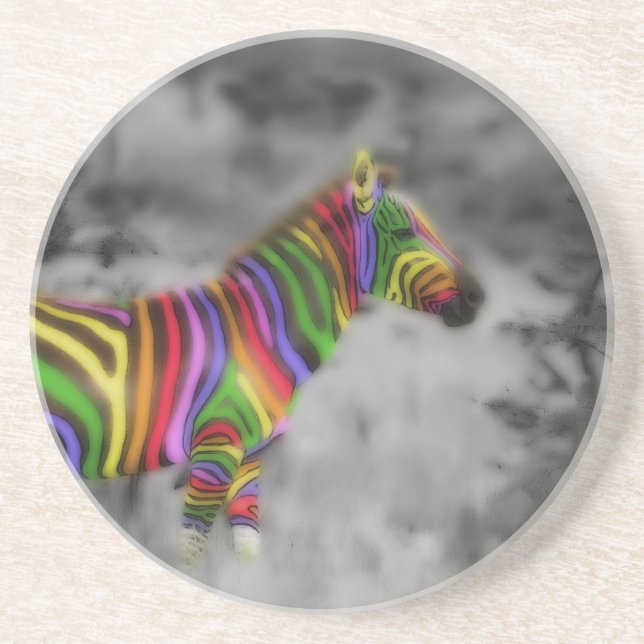 Rainbow Zebra Drink Coaster (Front)