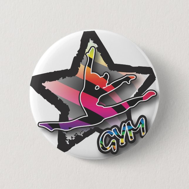 Rainbow Zebra Gymnastics Button (Front)