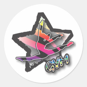 Rainbow Zebra Gymnastics Classic Round Sticker