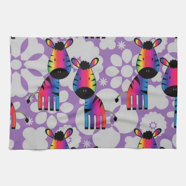 Rainbow Zebra Kitchen Towel (Horizontal)
