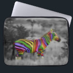 Rainbow Zebra Laptop Sleeve<br><div class="desc">Very cool zebra with rainbow stripes on a black and white photo. Original digital art by Taylor Addams.</div>