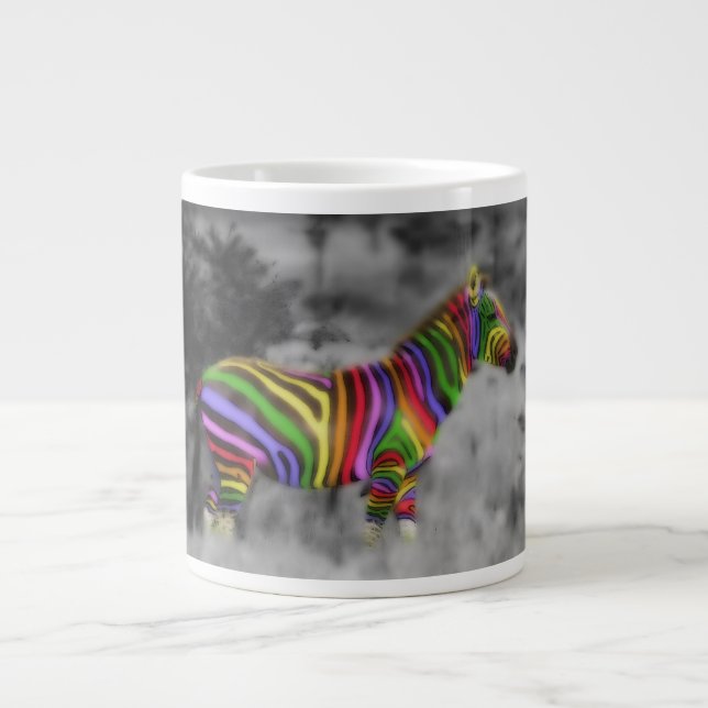 Rainbow Zebra Large Coffee Mug (Front)