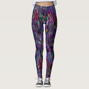 Tiger LEGGINGS TIGER PRINT Leggings Pink and Purple Rainbow