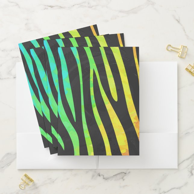 Rainbow Zebra painted pattern Pocket Folder (In Situ)