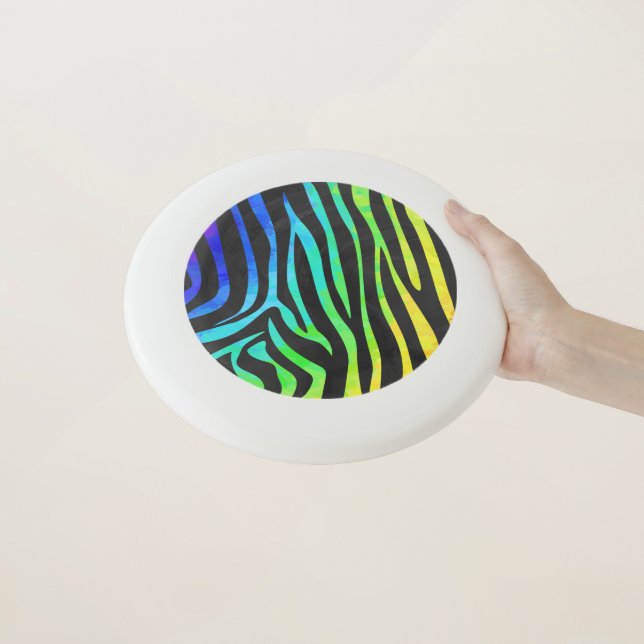 Rainbow Zebra painted pattern Wham-O Frisbee (In Hand)