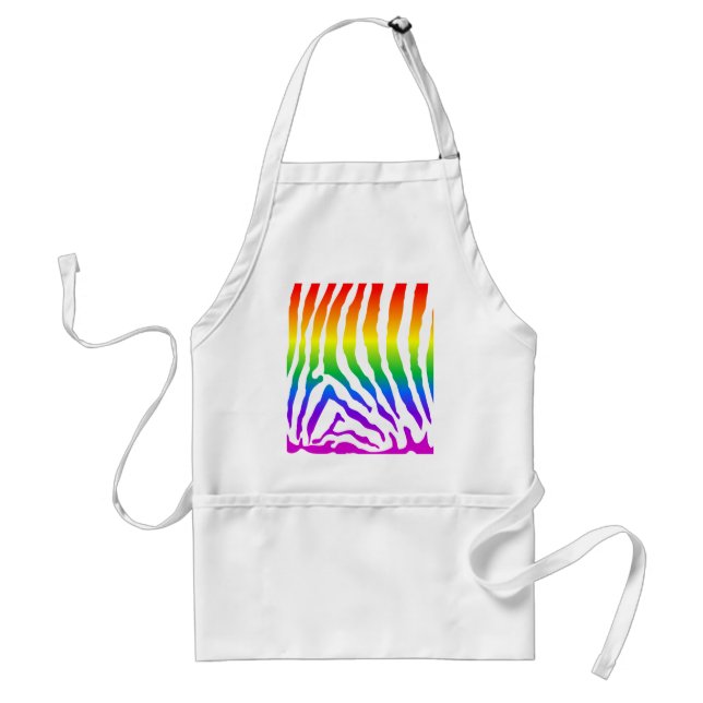 Rainbow Zebra Pattern Adult Apron (Front)