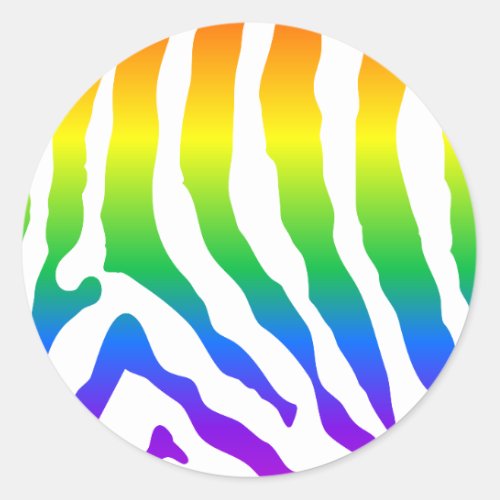 Rainbow Zebra Pattern Classic Round Sticker